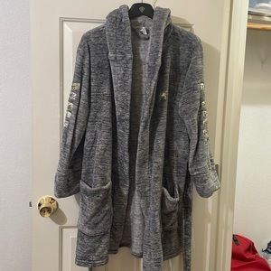 PINK Victoria’s Secret Gray Rhinestone Robe with pockets